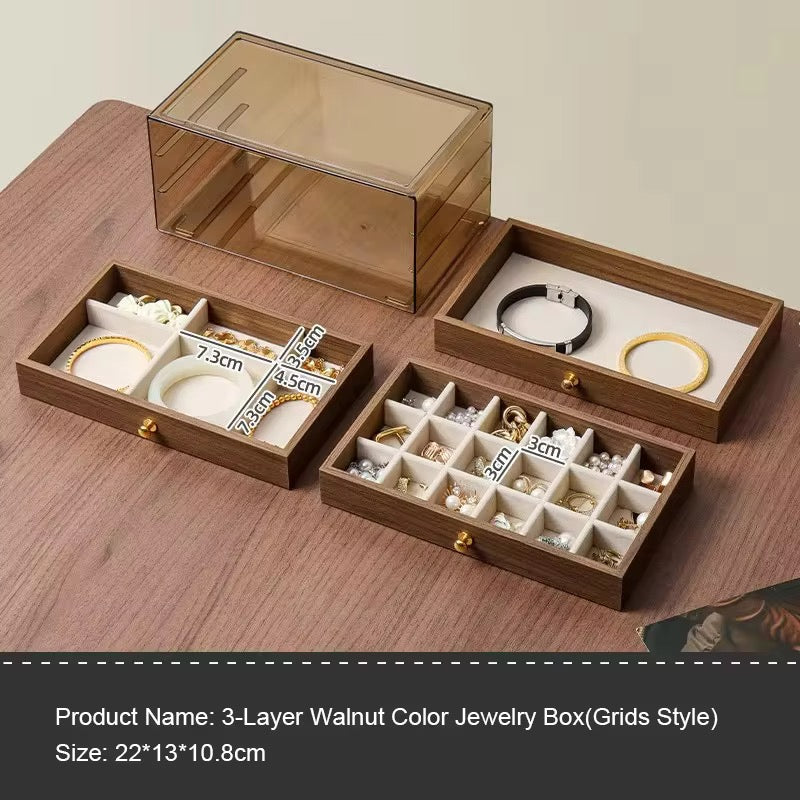 High End Walnut Wood Grain Large Capacity - 18 and 6 Slot Tray
