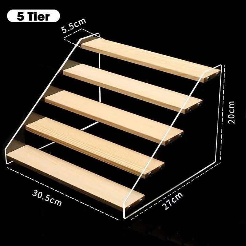Premium Acrylic & Wood Tiered Display Stand – Multi-Purpose Organizer for Figures, Cosmetics, and Jewellery