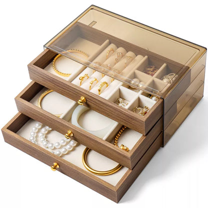 High End Walnut Wood Grain Large Capacity 3 in 1 Style Tray