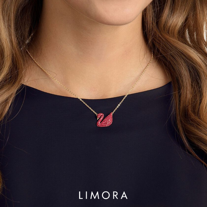 Red Zirconia Dazzling Swan Necklace
