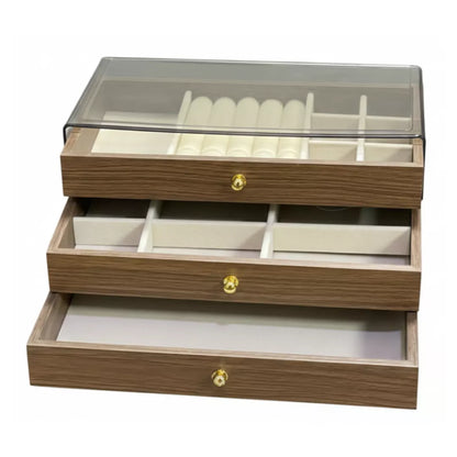 High End Walnut Wood Grain Large Capacity 3 in 1 Style Tray