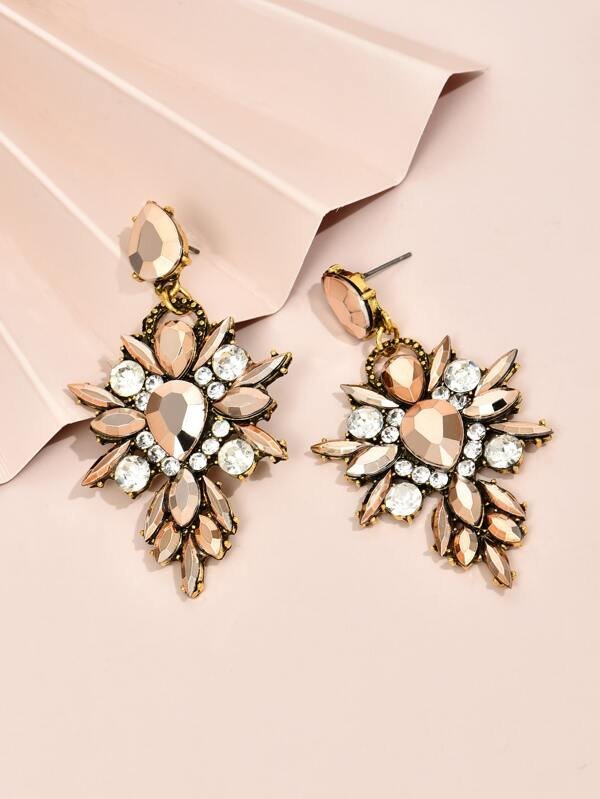 Rhinestone Drop Earrings Multicolor/one-size