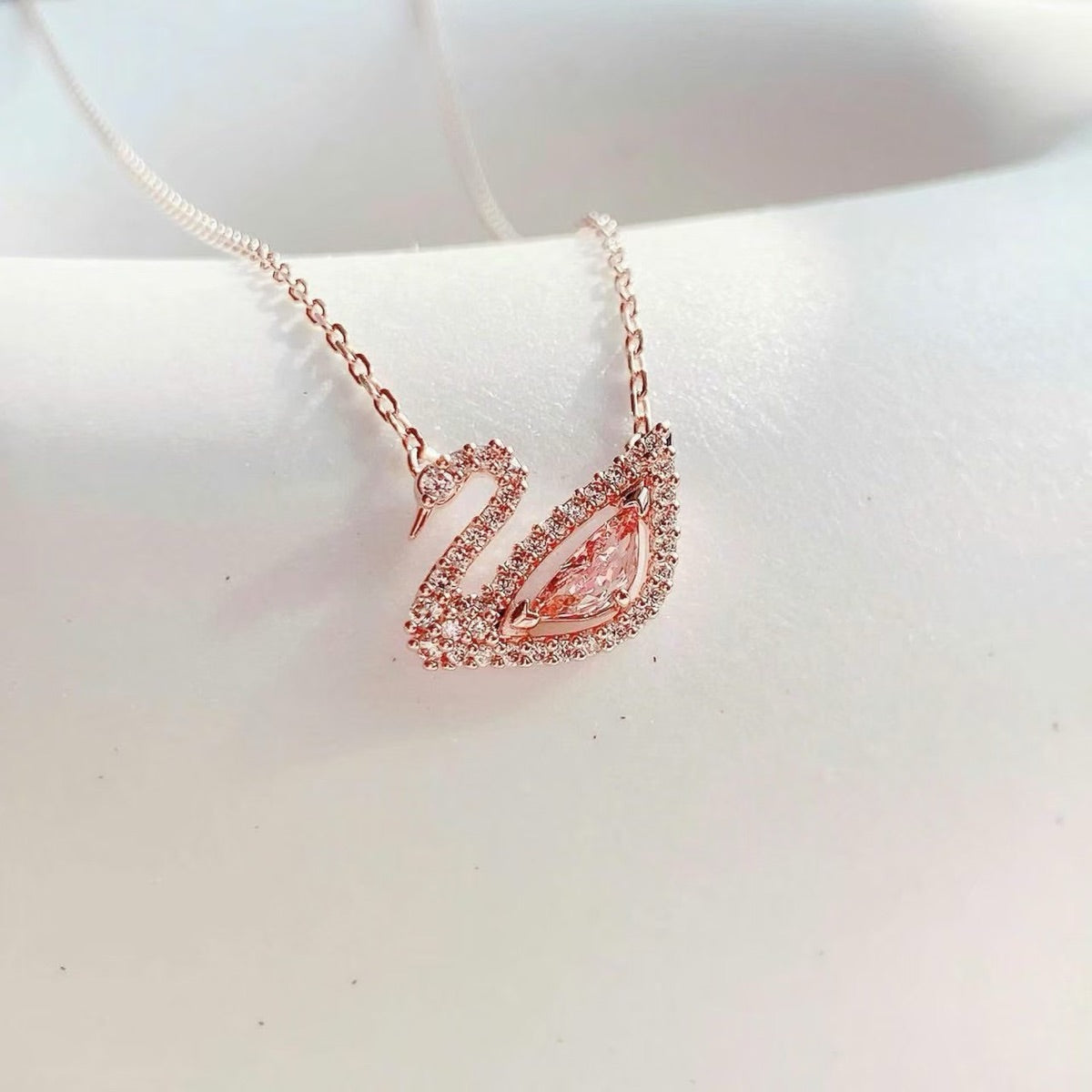 Pink Zirconia Dazzling Swan Necklace