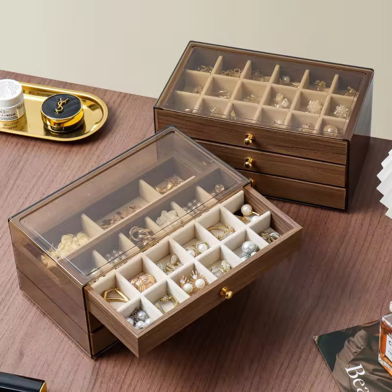 High End Walnut Wood Grain Large Capacity - 18 and 6 Slot Tray