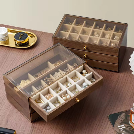 High End Walnut Wood Grain Large Capacity - 18 and 6 Slot Tray