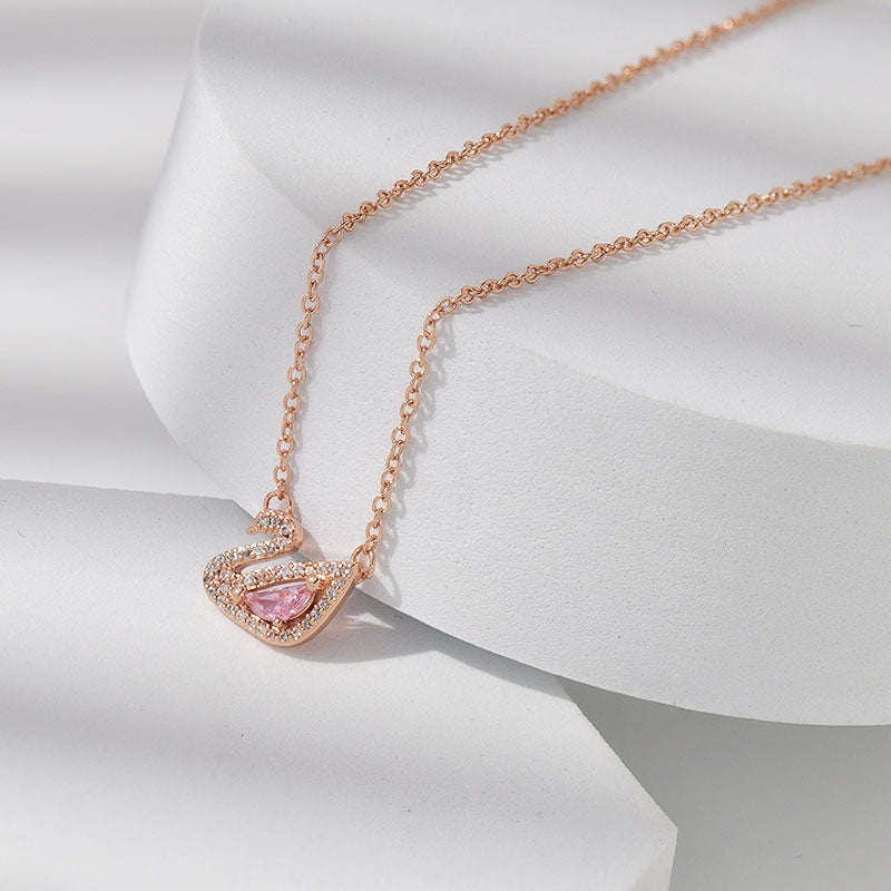 Pink Zirconia Dazzling Swan Necklace