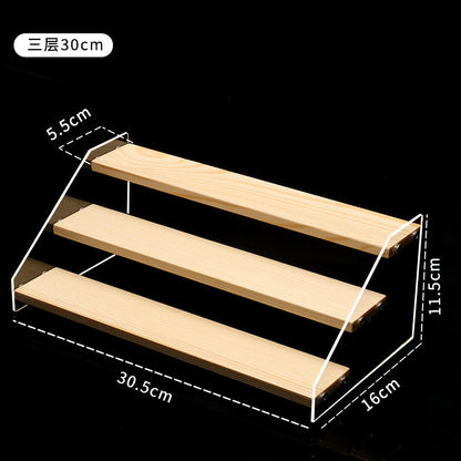 Premium Acrylic & Wood Tiered Display Stand – Multi-Purpose Organizer for Figures, Cosmetics, and Jewellery