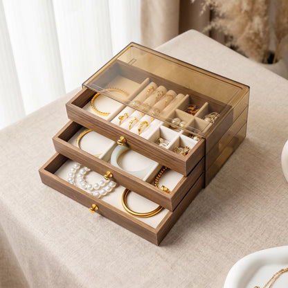 High End Walnut Wood Grain Large Capacity 3 in 1 Style Tray