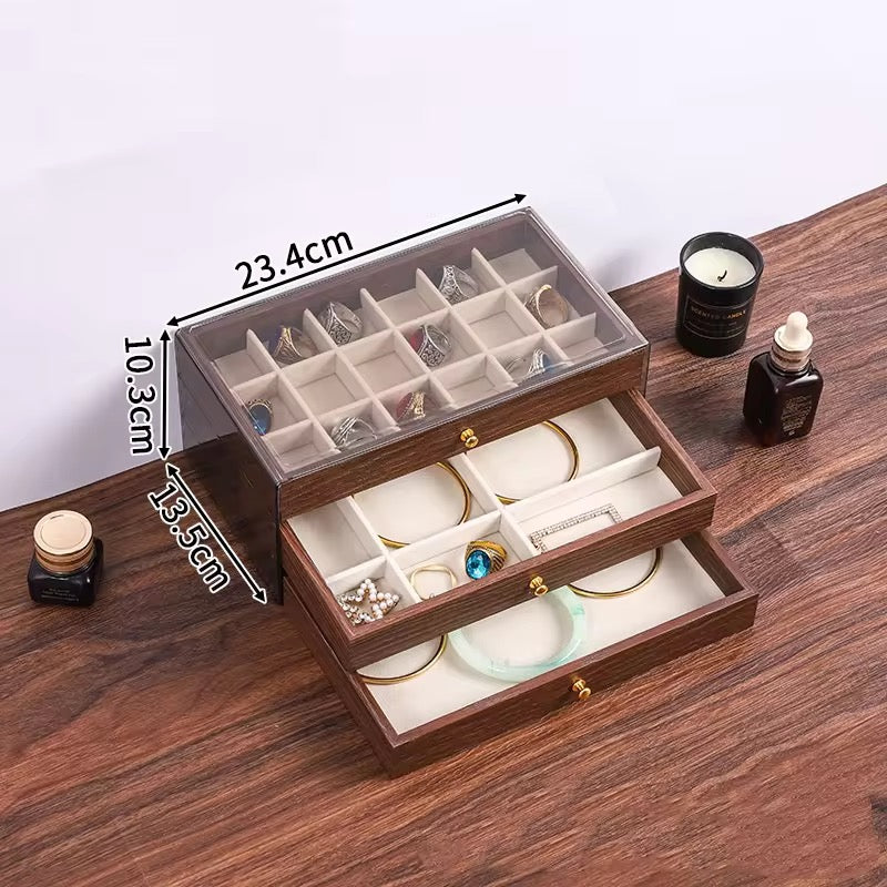 High End Walnut Wood Grain Large Capacity - 18 and 6 Slot Tray