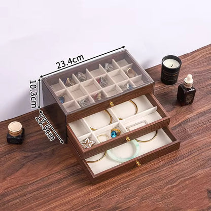 High End Walnut Wood Grain Large Capacity - 18 and 6 Slot Tray
