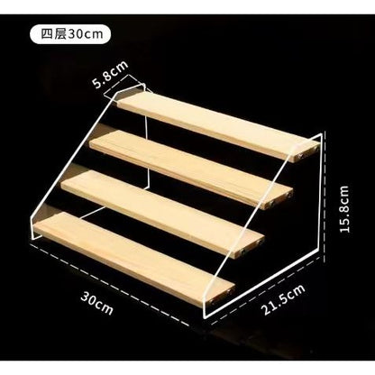 Premium Acrylic & Wood Tiered Display Stand – Multi-Purpose Organizer for Figures, Cosmetics, and Jewellery