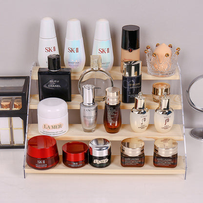 Premium Acrylic & Wood Tiered Display Stand – Multi-Purpose Organizer for Figures, Cosmetics, and Jewellery