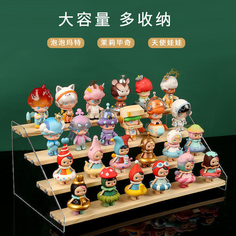 Premium Acrylic & Wood Tiered Display Stand – Multi-Purpose Organizer for Figures, Cosmetics, and Jewellery