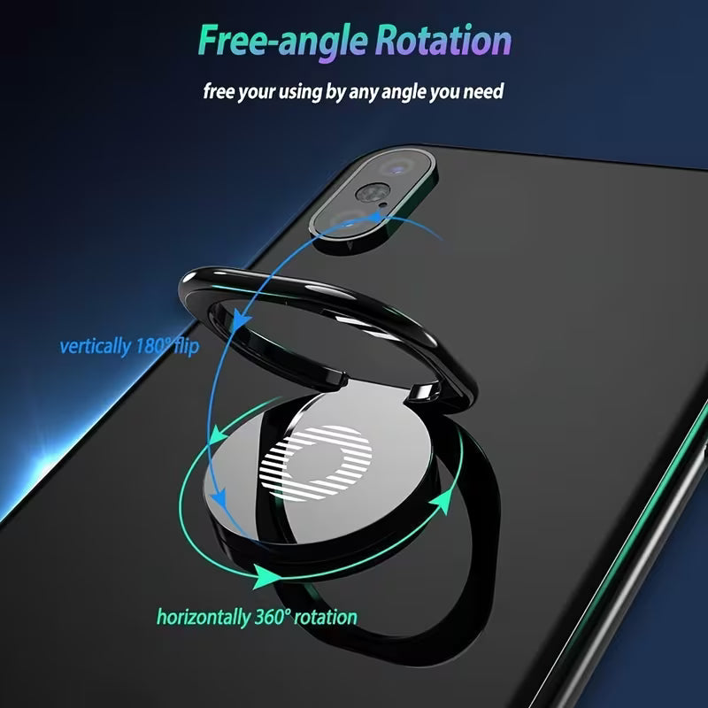 Phone Ring Holder – 360° Rotation Metal Finger Kickstand & Magnetic Mount Compatible