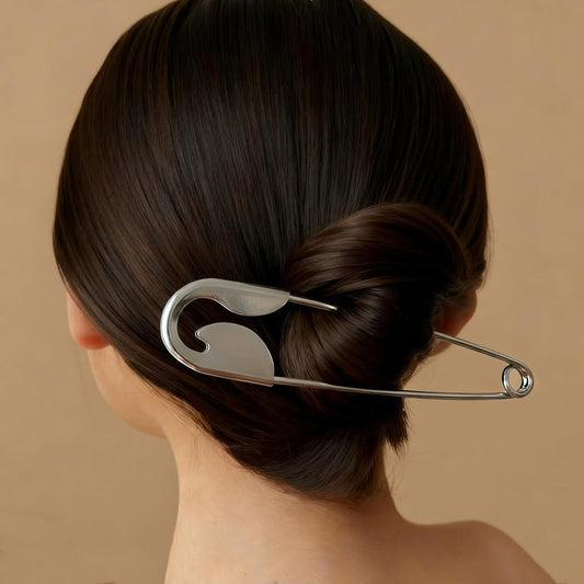 Large Metal Safety Pin Hair Clip – Minimalist Oversized Safety Pin Hairpin & Aesthetic Hair Accessory