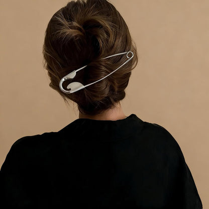Large Metal Safety Pin Hair Clip – Minimalist Oversized Safety Pin Hairpin & Aesthetic Hair Accessory