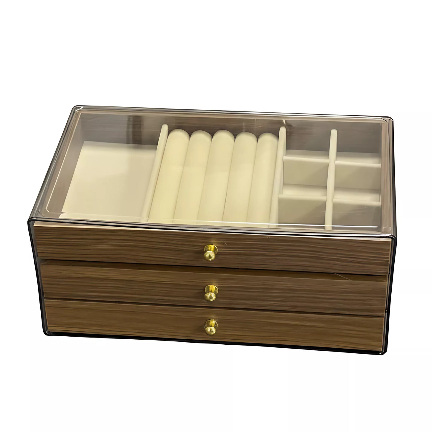 High End Walnut Wood Grain Large Capacity 3 in 1 Style Tray