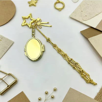 Viral Gold Lipstick Holder Bag Charm with Mirror