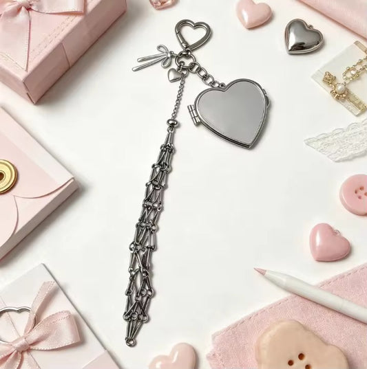 Viral Silver Lipstick Holder Bag Charm with Mirror