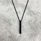 Stainless Steel Rectangular Pendant Necklace - Black | Silver