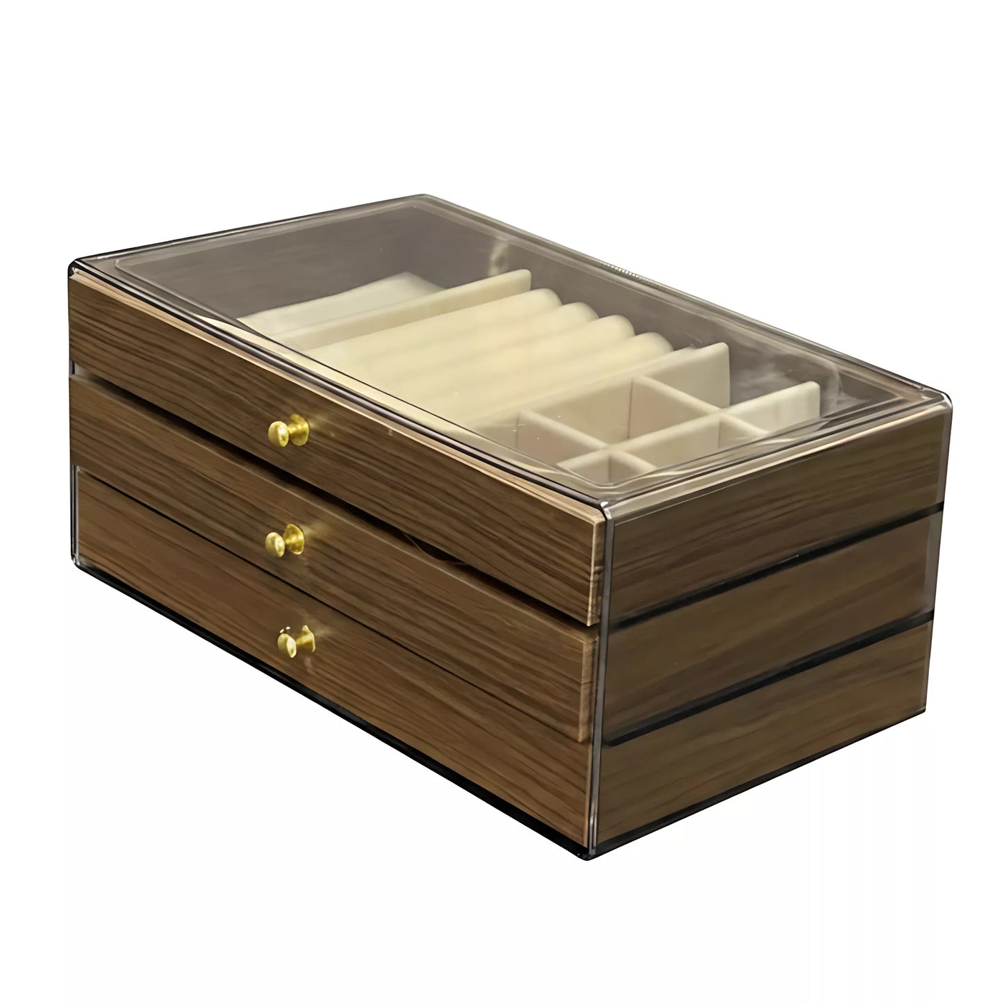 High End Walnut Wood Grain Large Capacity 3 in 1 Style Tray