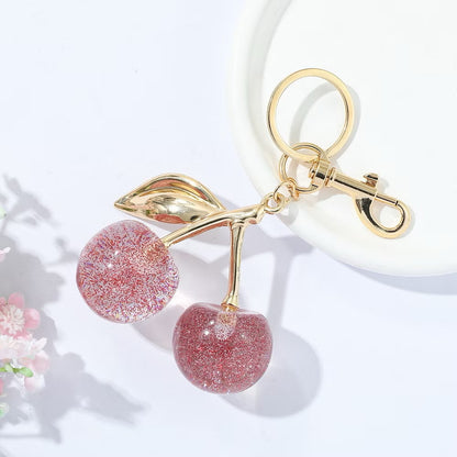 Glittery Cherry Bag Charm close-up