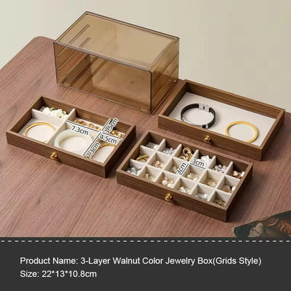 High End Walnut Wood Grain Large Capacity - 18 and 6 Slot Tray