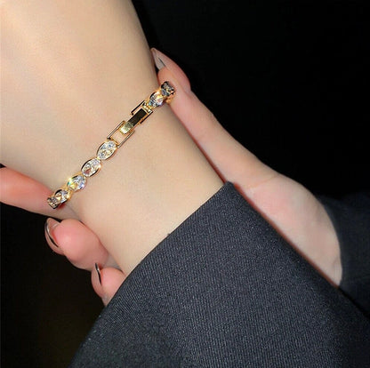 18K Gold Plated Oval Cut Zirconia Tennis Bracelet