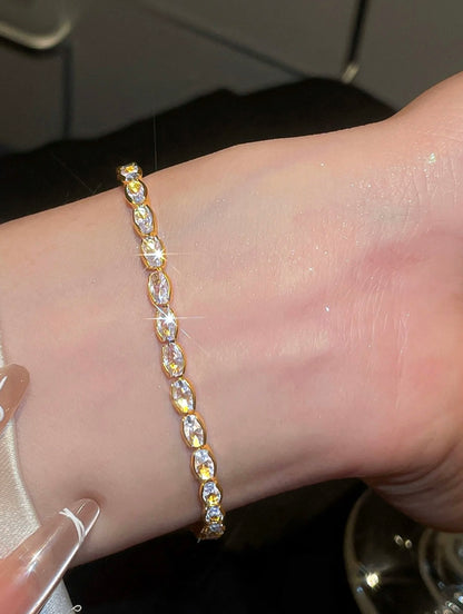 18K Gold Plated Oval Cut Zirconia Tennis Bracelet